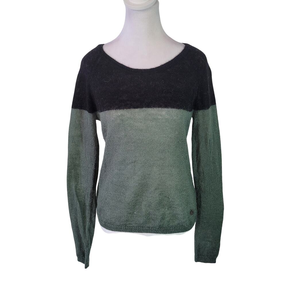 Maison Soda Size 1 US S Mohair Green Black Colorblock Crewneck Jumper Sweater